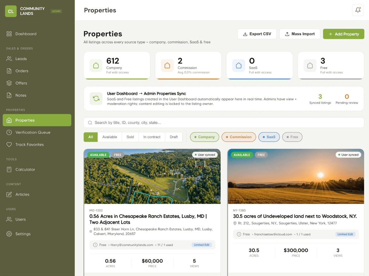 Community Lands - Land Buy/Sell Marketplace